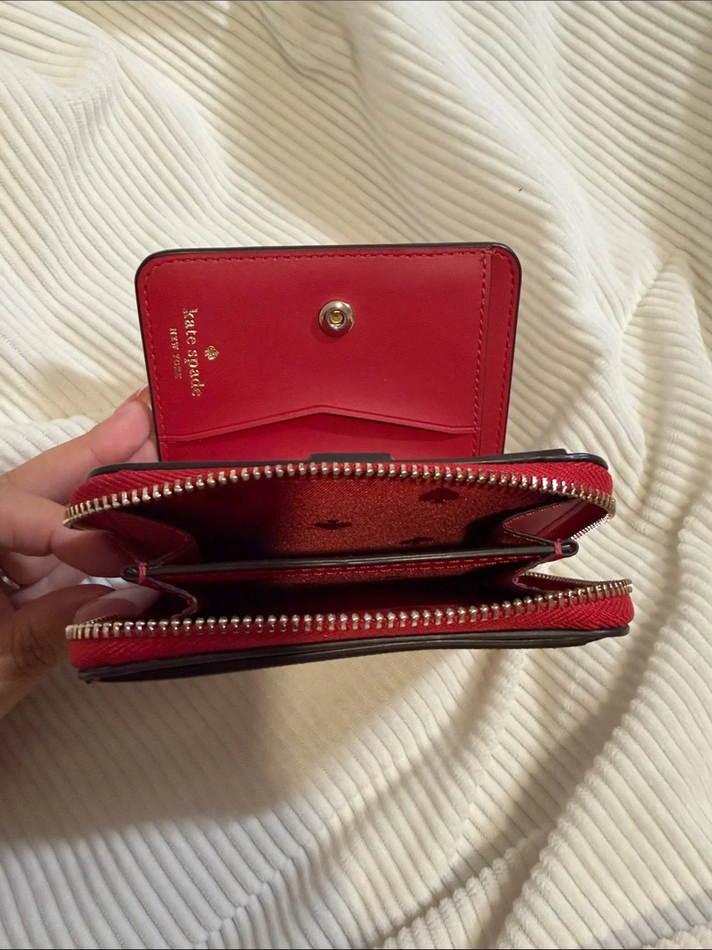 kate spade Red and White Heart Zip-Around Wallet